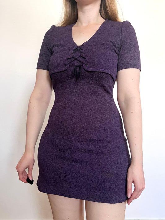60s purple mini dress, Size XS