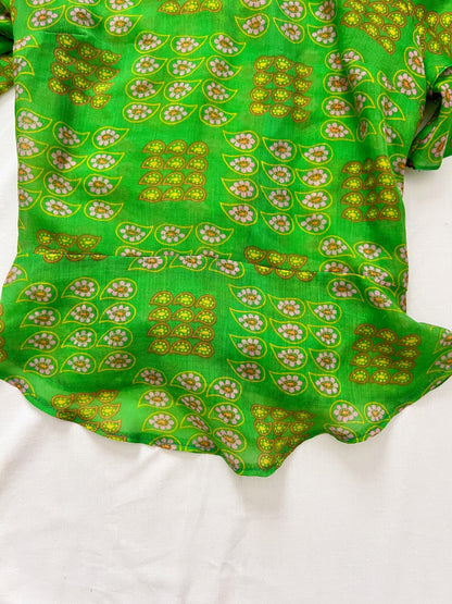 70s green flutter sleeves t-shirt, Size XS