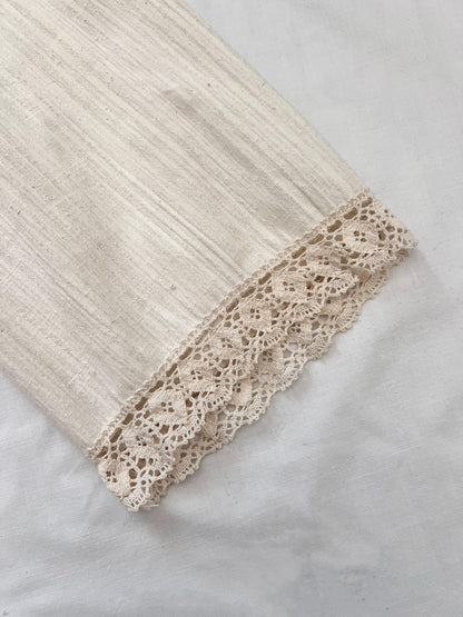 70s cream lace and flower dress, Size L