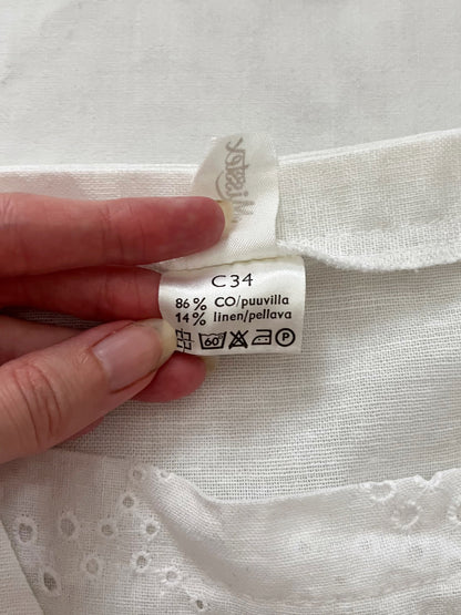 70s cotton and linen white midi dress, Size XS
