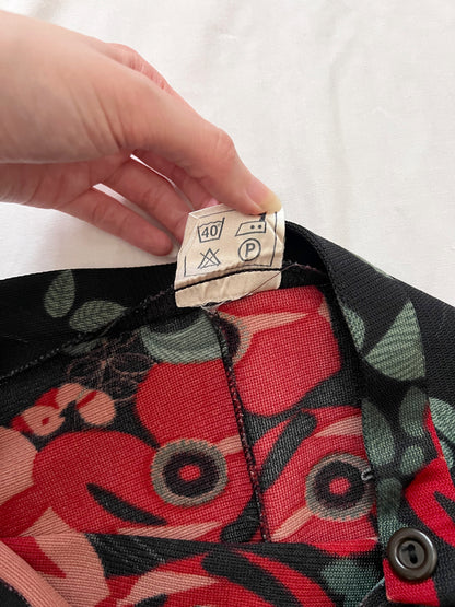70s black and floral skirt, Size S