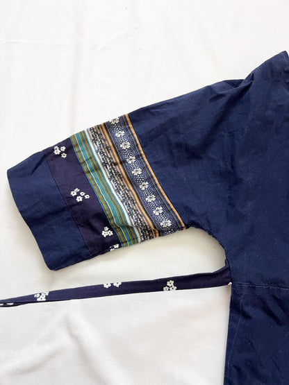 70s cotton dark blue maxi dress, Size S