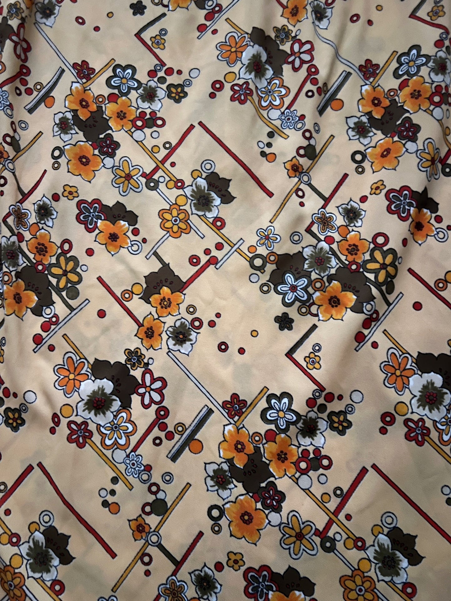 70s yellow flower dress, Size M-L