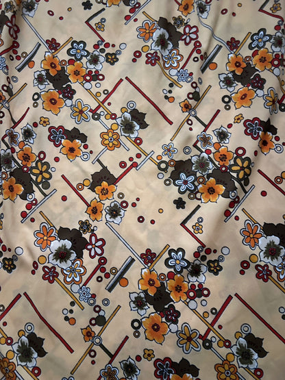 70s yellow flower dress, Size M-L