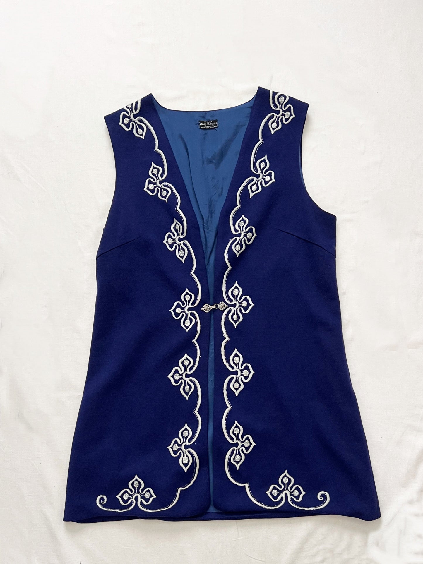 60s long blue vest, Size L