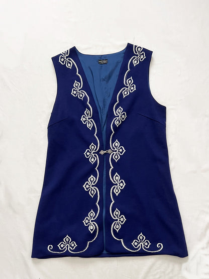 60s long blue vest, Size L