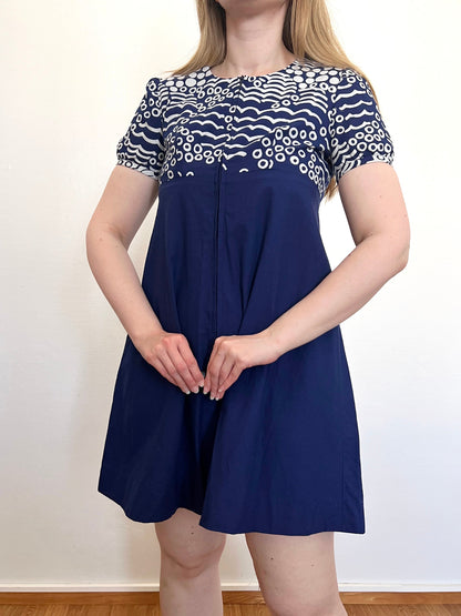 60s blue and white mini dress, Size XS-S