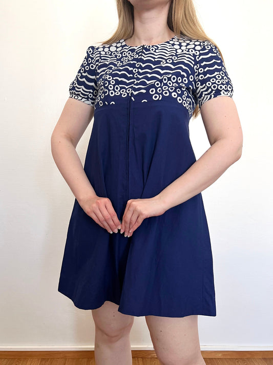 60s blue and white mini dress, Size XS-S