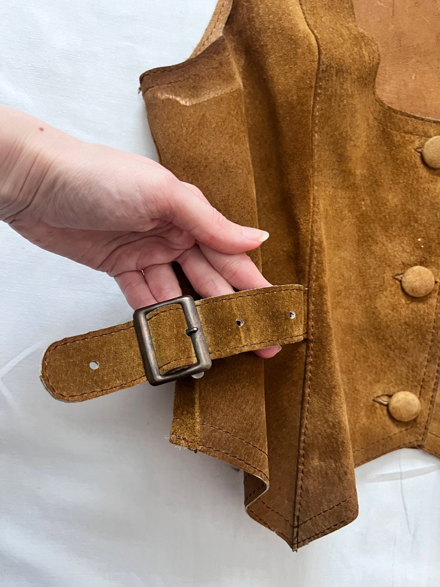 70s brown suede vest and skirt set, Size S