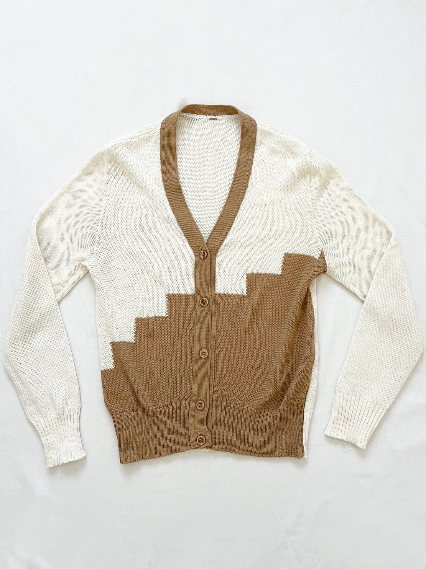 White and brown cardigan, Size M