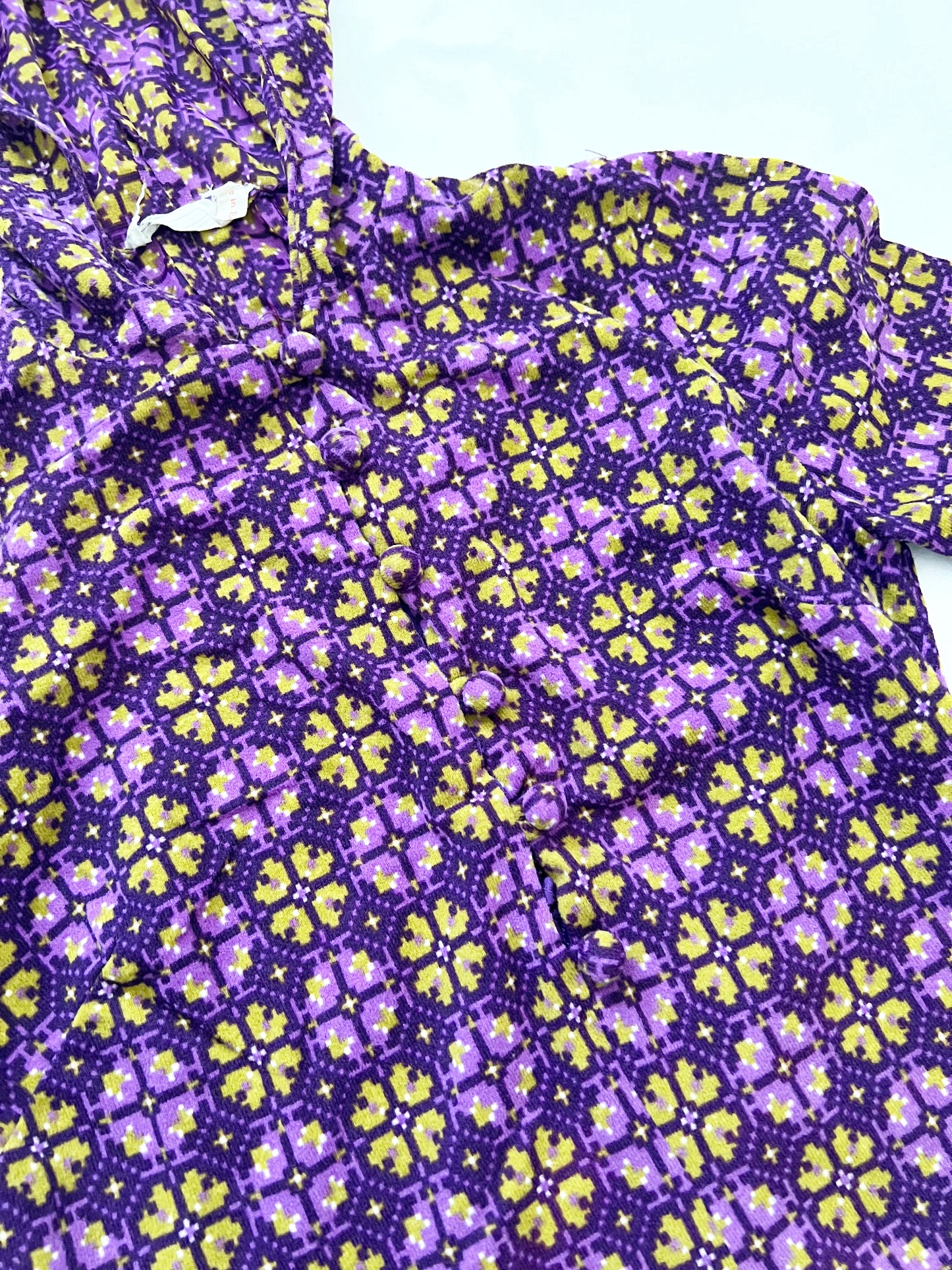 60s purple hooded mini dress, Size XS-S
