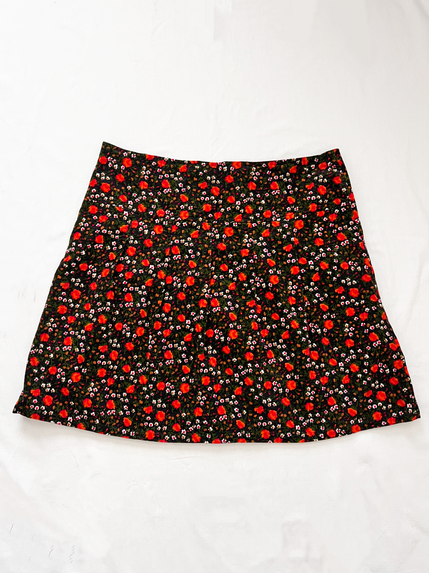70s/80s corduroy floral skirt, Size L-XL