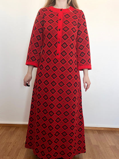 70s red and black dress, Size M