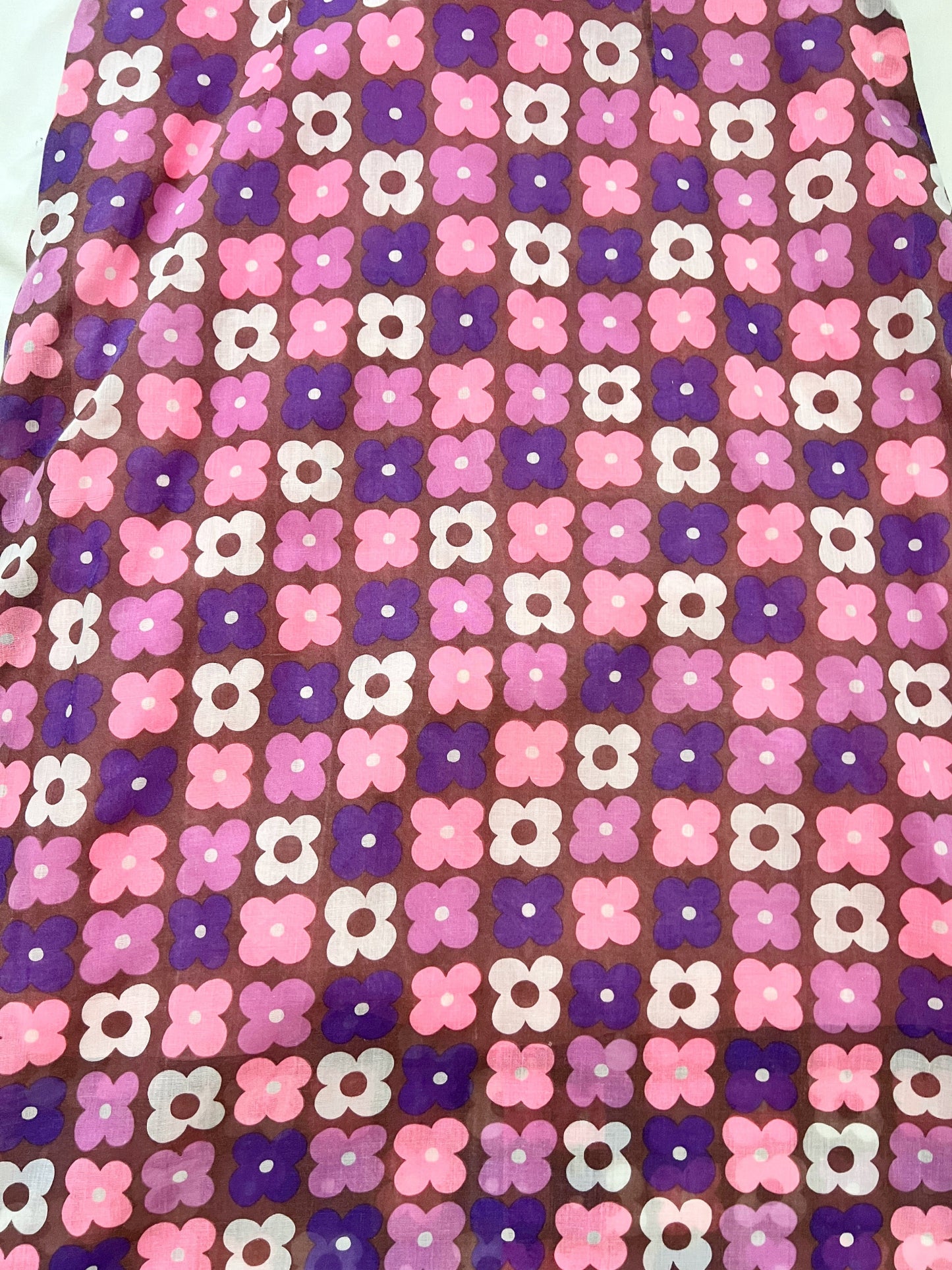 70s pink and purple flower power dress, Size S