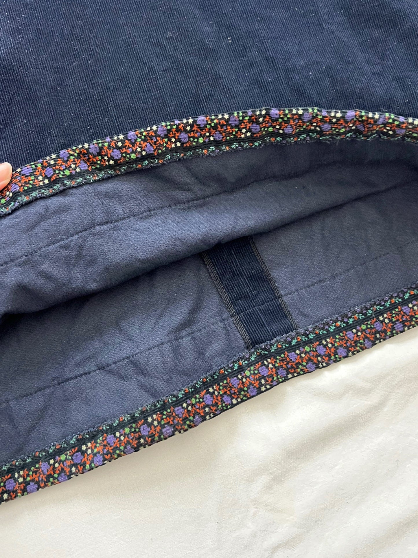 70s navy ribbed dress with pockets, Size S