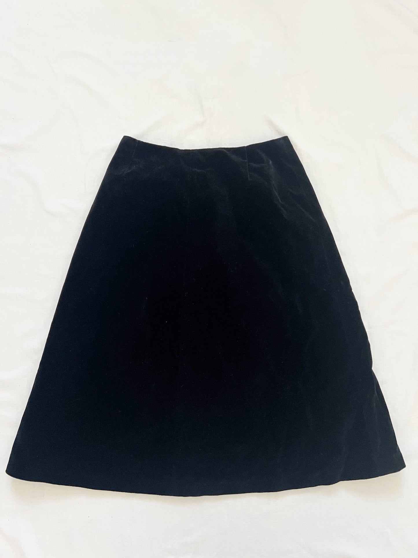 A vintage 70s velvet midi skirt