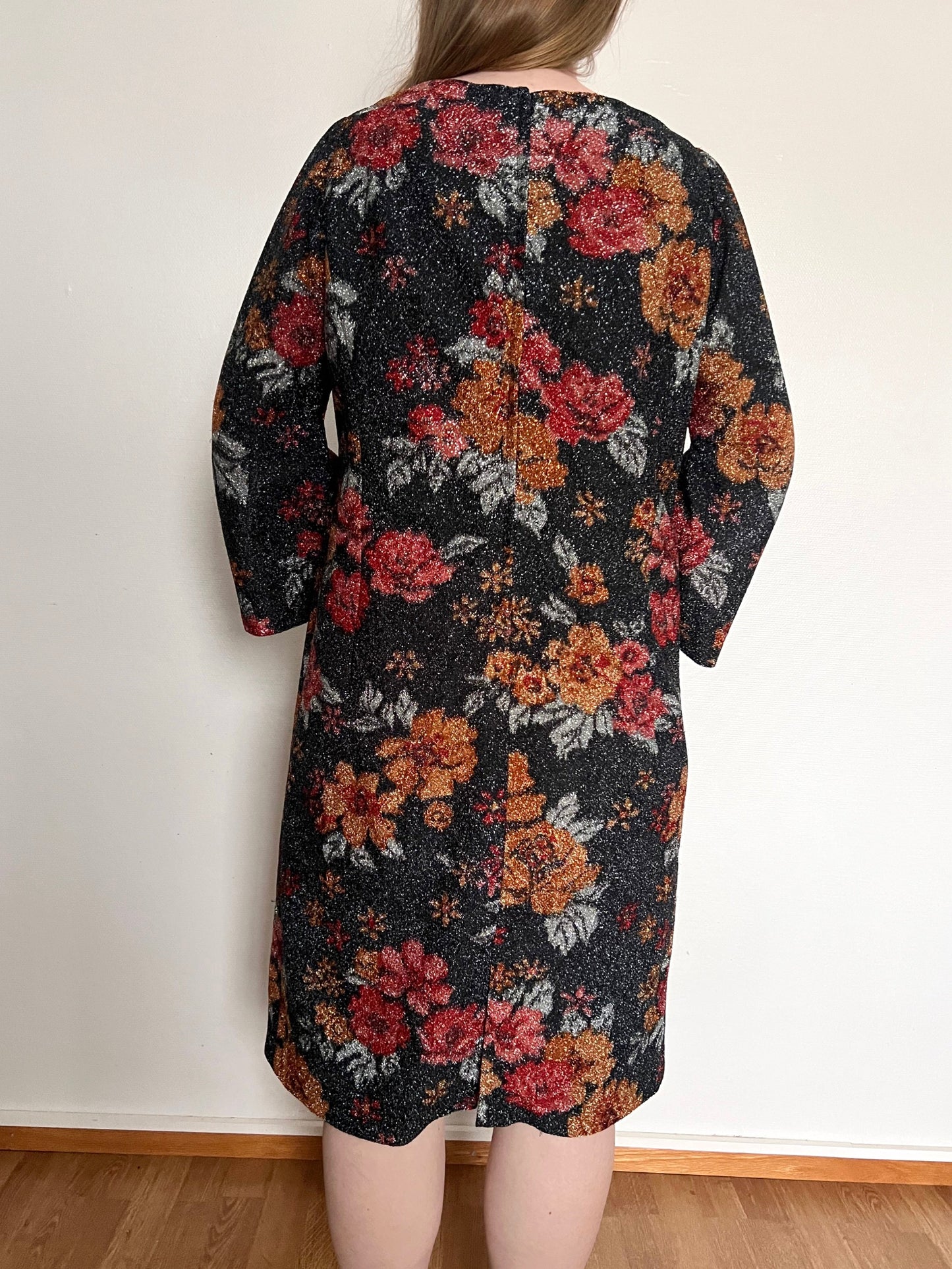 60s glittery flower dress, Size L