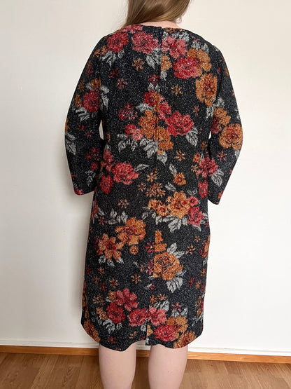 60s glittery flower dress, Size L