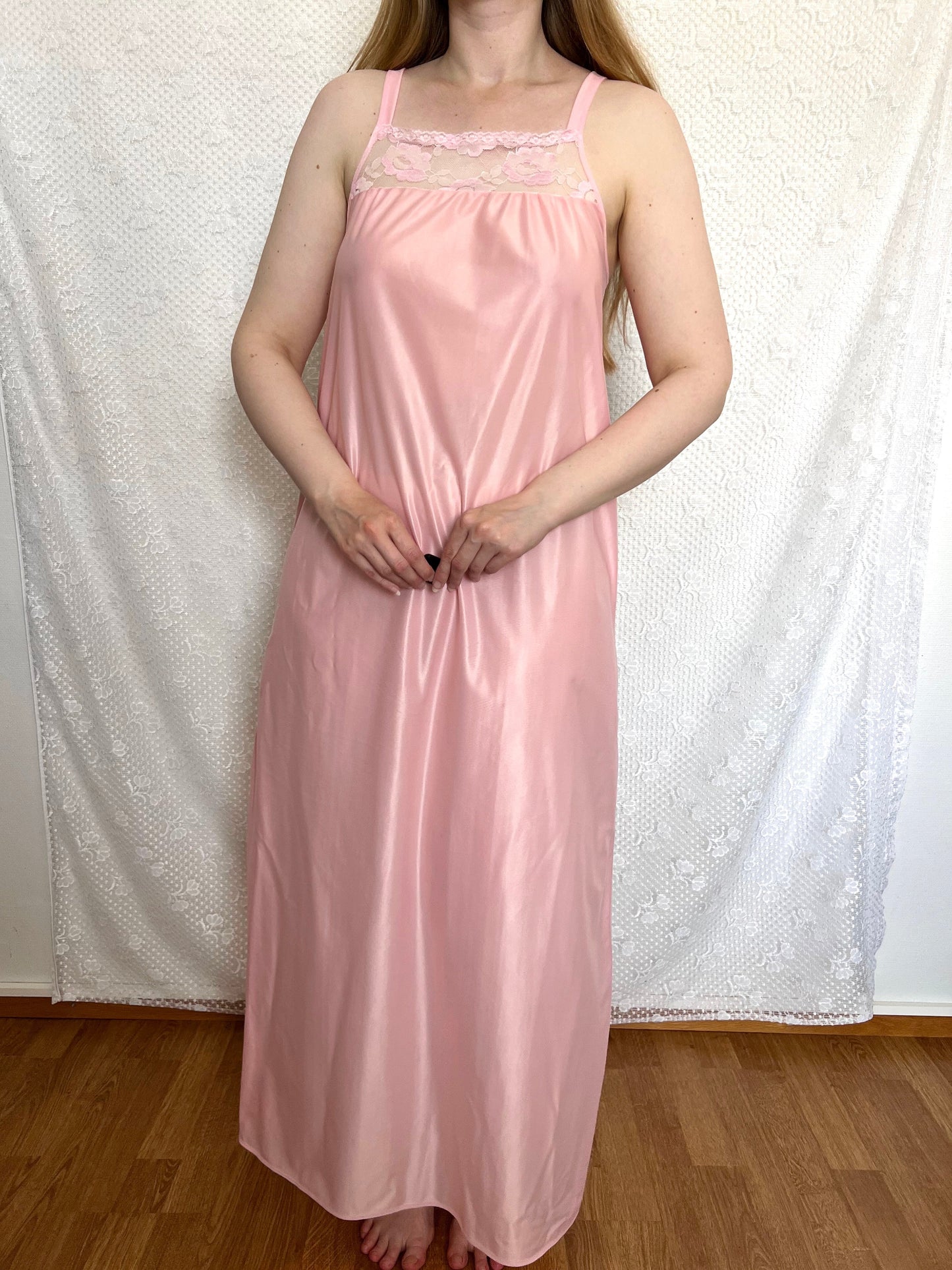 70s pink maxi nightgown, Size S