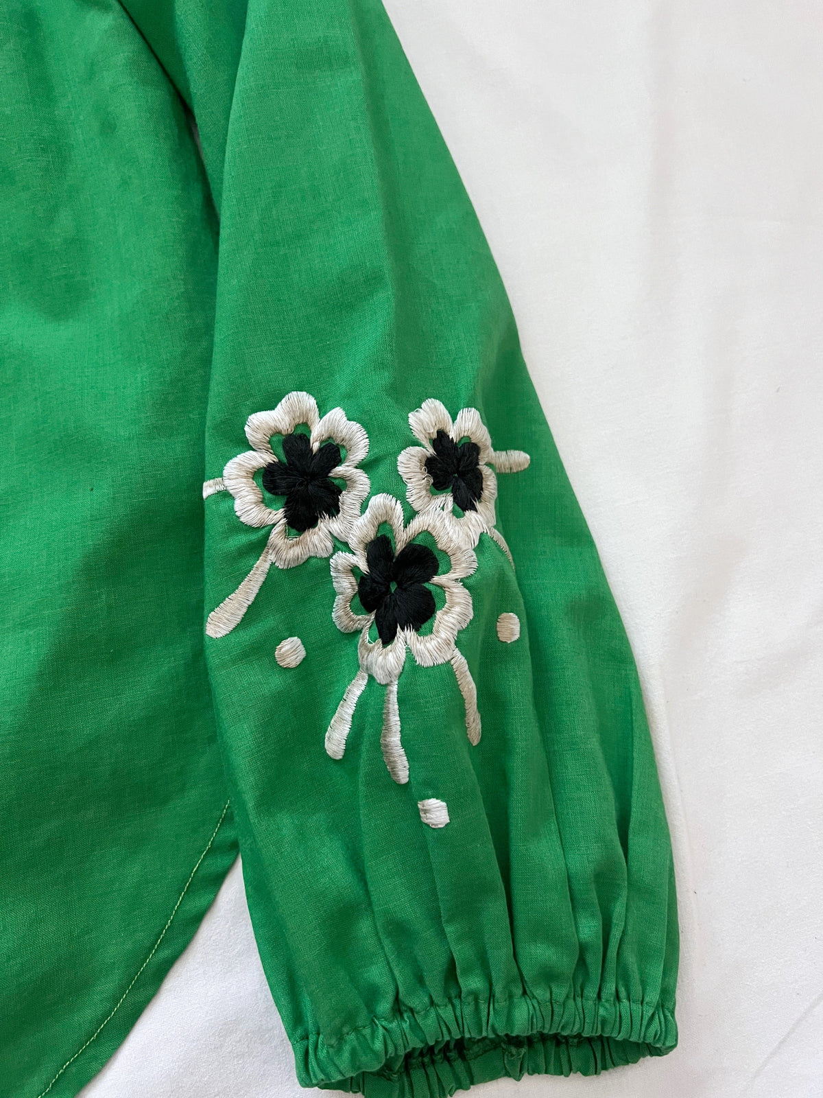 70s green and floral blouse, Size M