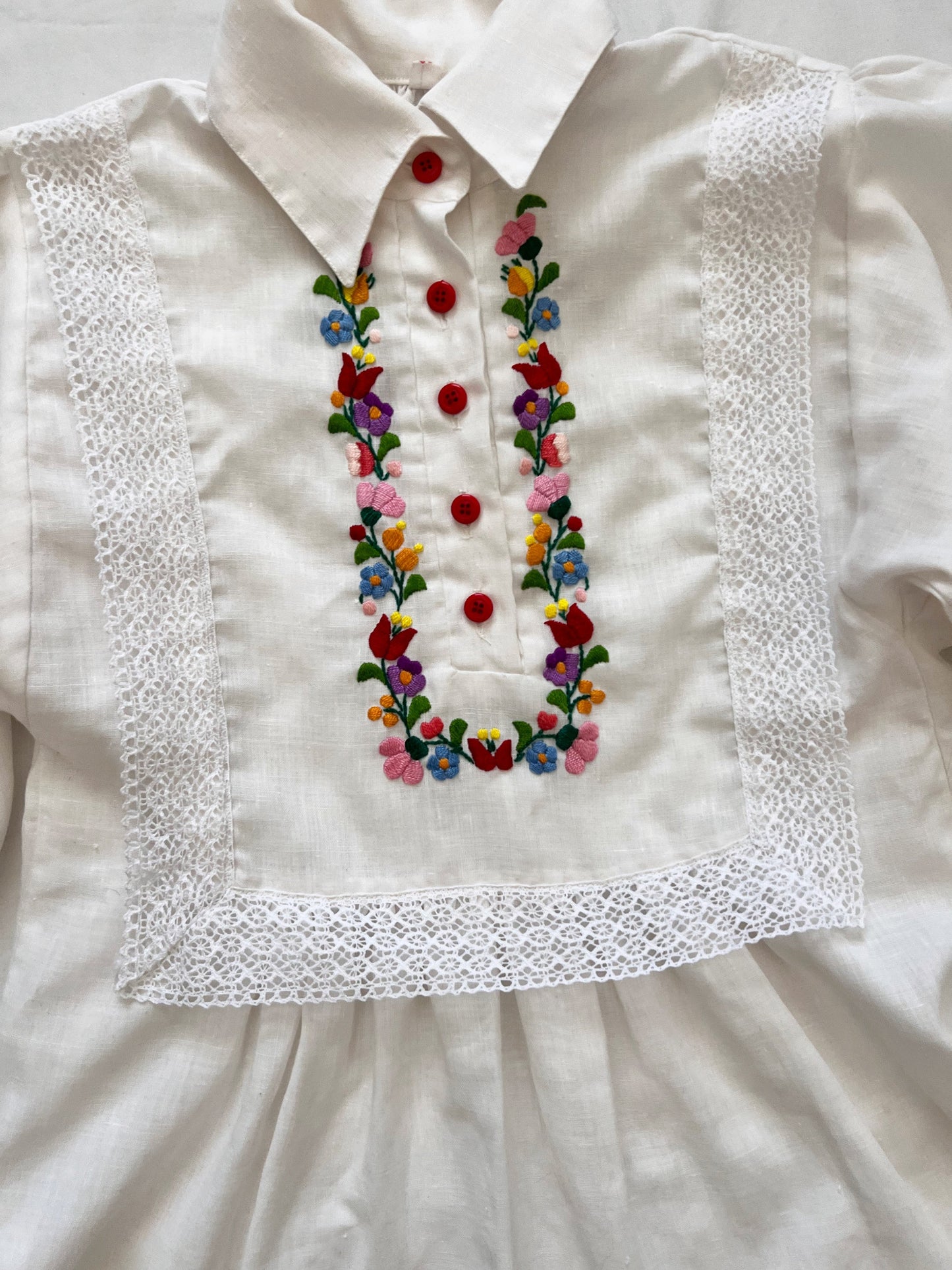 70s lace and floral blouse, Size XS-S