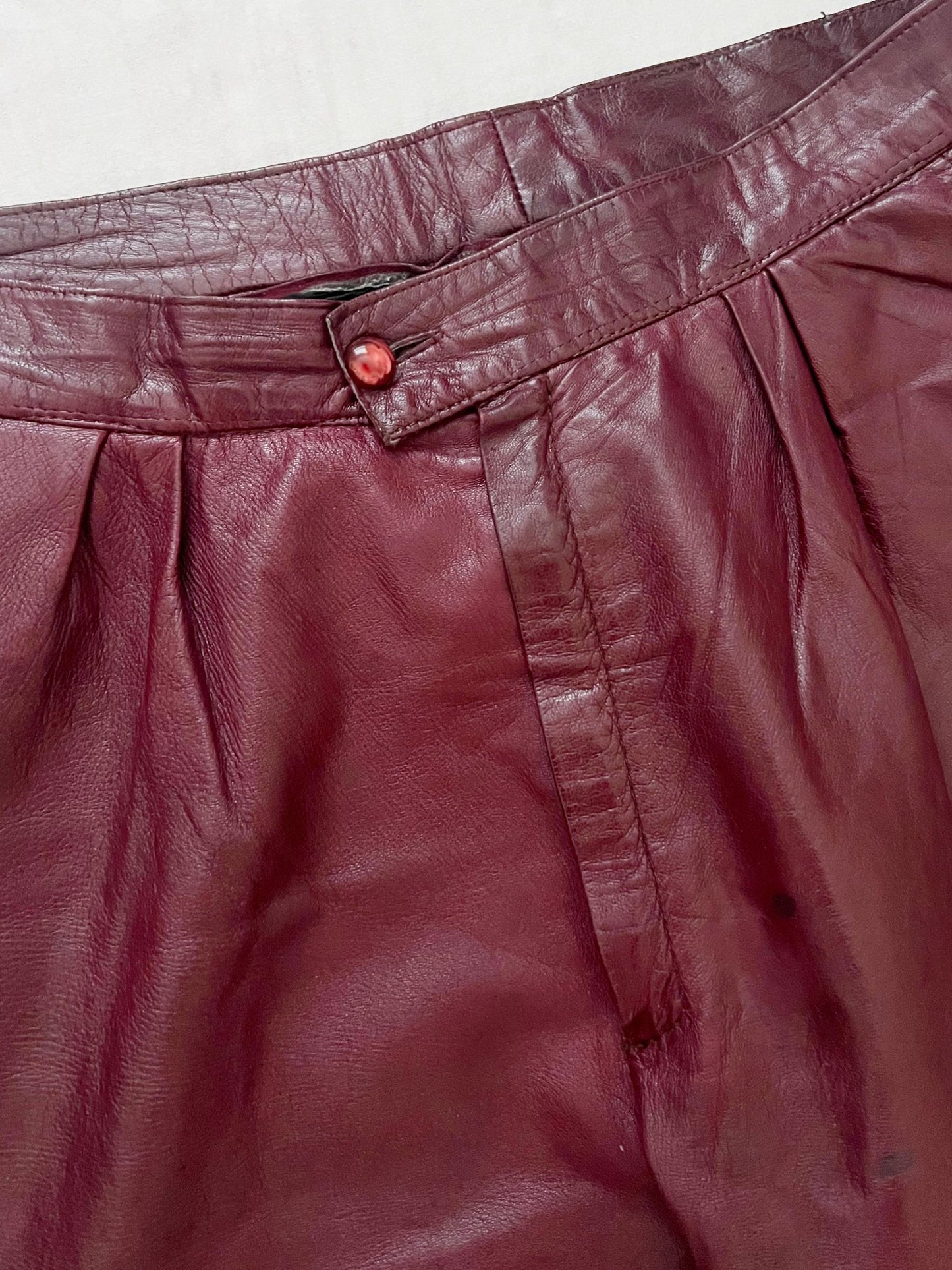 Burgandy leather pants, Size S