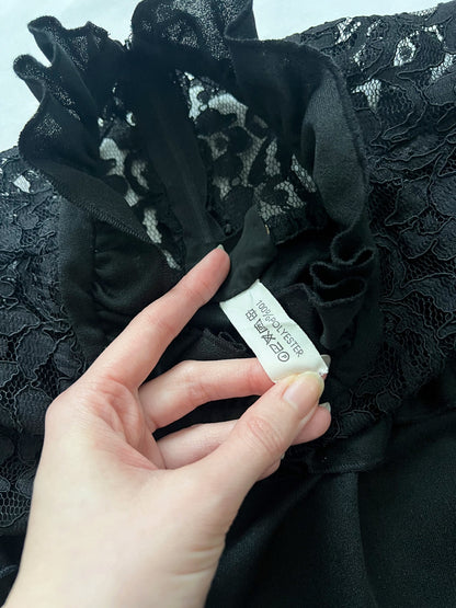 70s black prairie dress, Size M-L