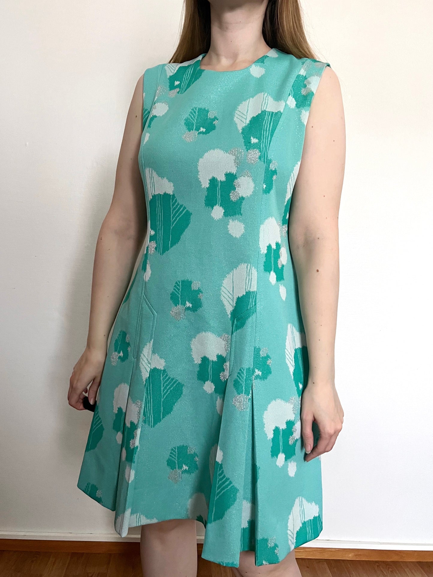 70s turquoise sleevless dress, Size L