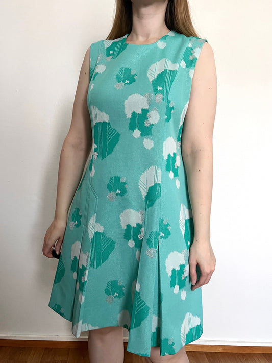 70s turquoise sleevless dress, Size L