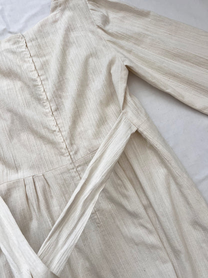 70s cream lace and flower dress, Size L