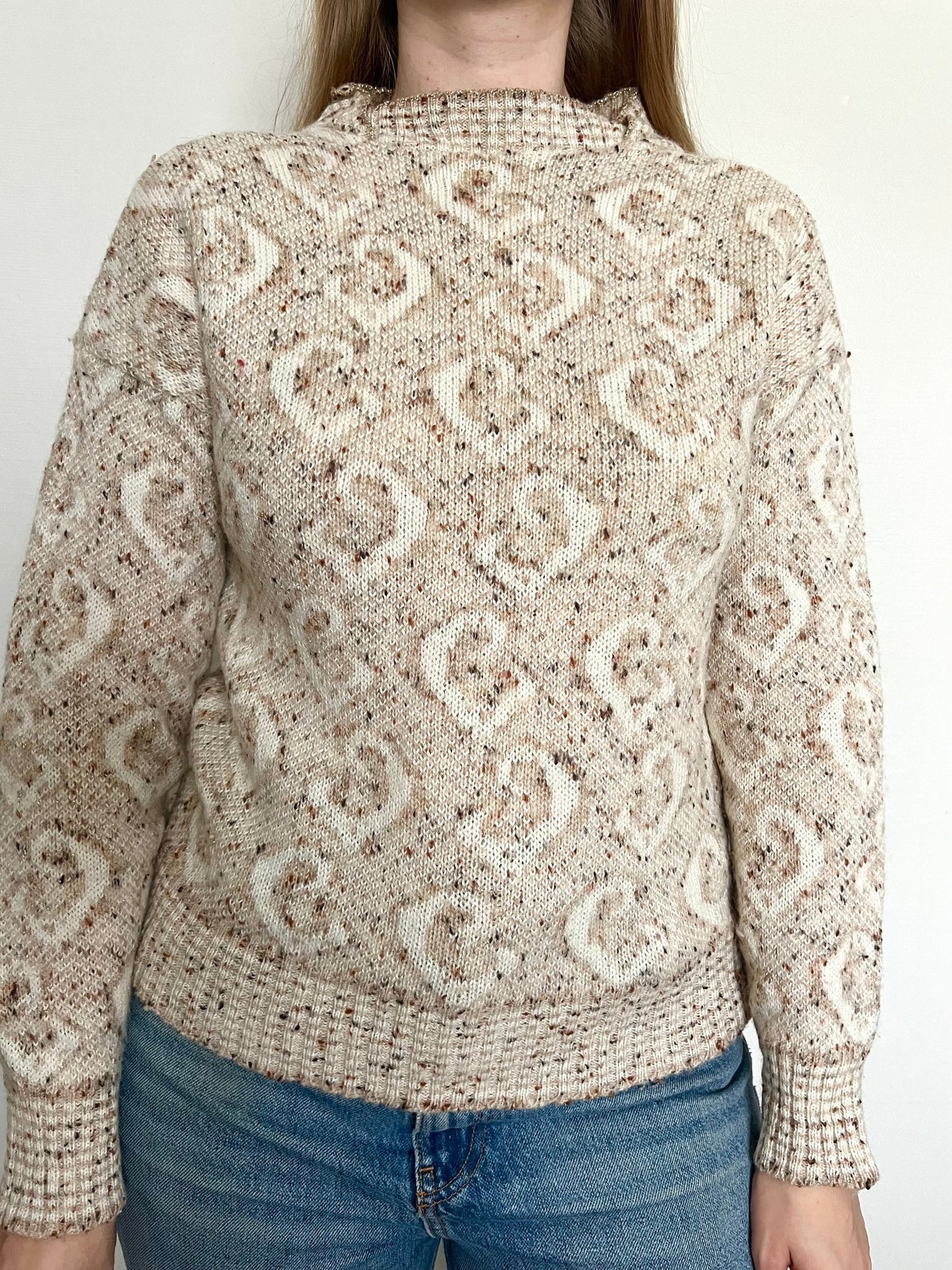 Beige & gold details sweater, Size S