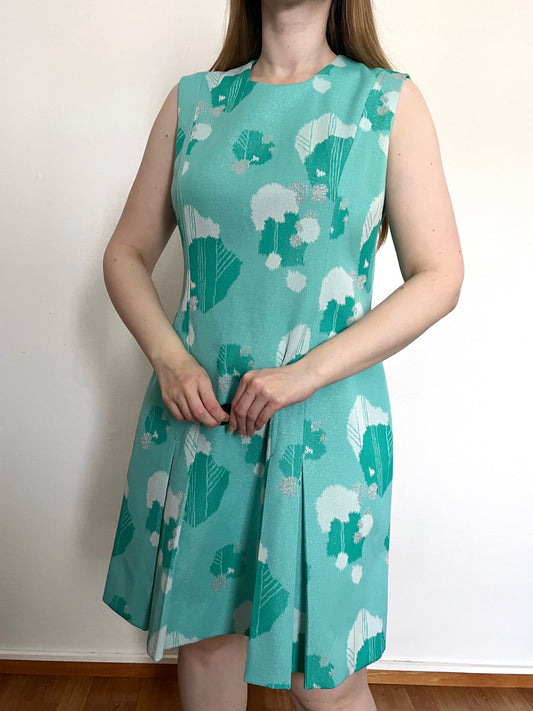 70s turquoise sleevless dress, Size L