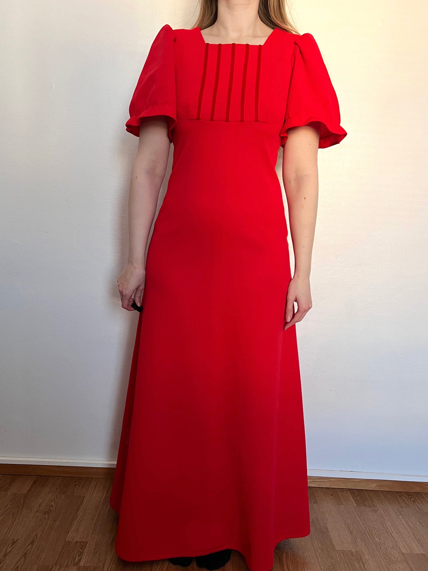 70s red maxi dress, Size XS