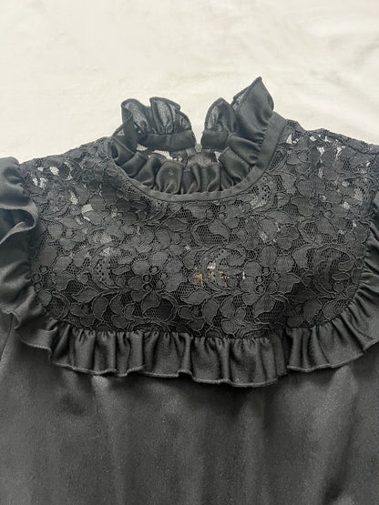 70s black prairie dress, Size M-L
