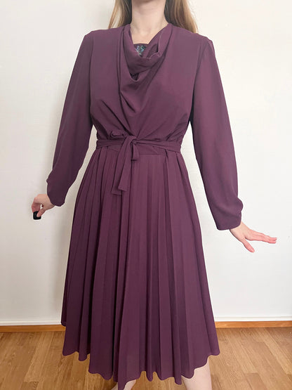 70s purple cowl and sequins dress, Size L