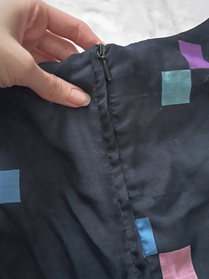 70s maxi pattern dress, Size S