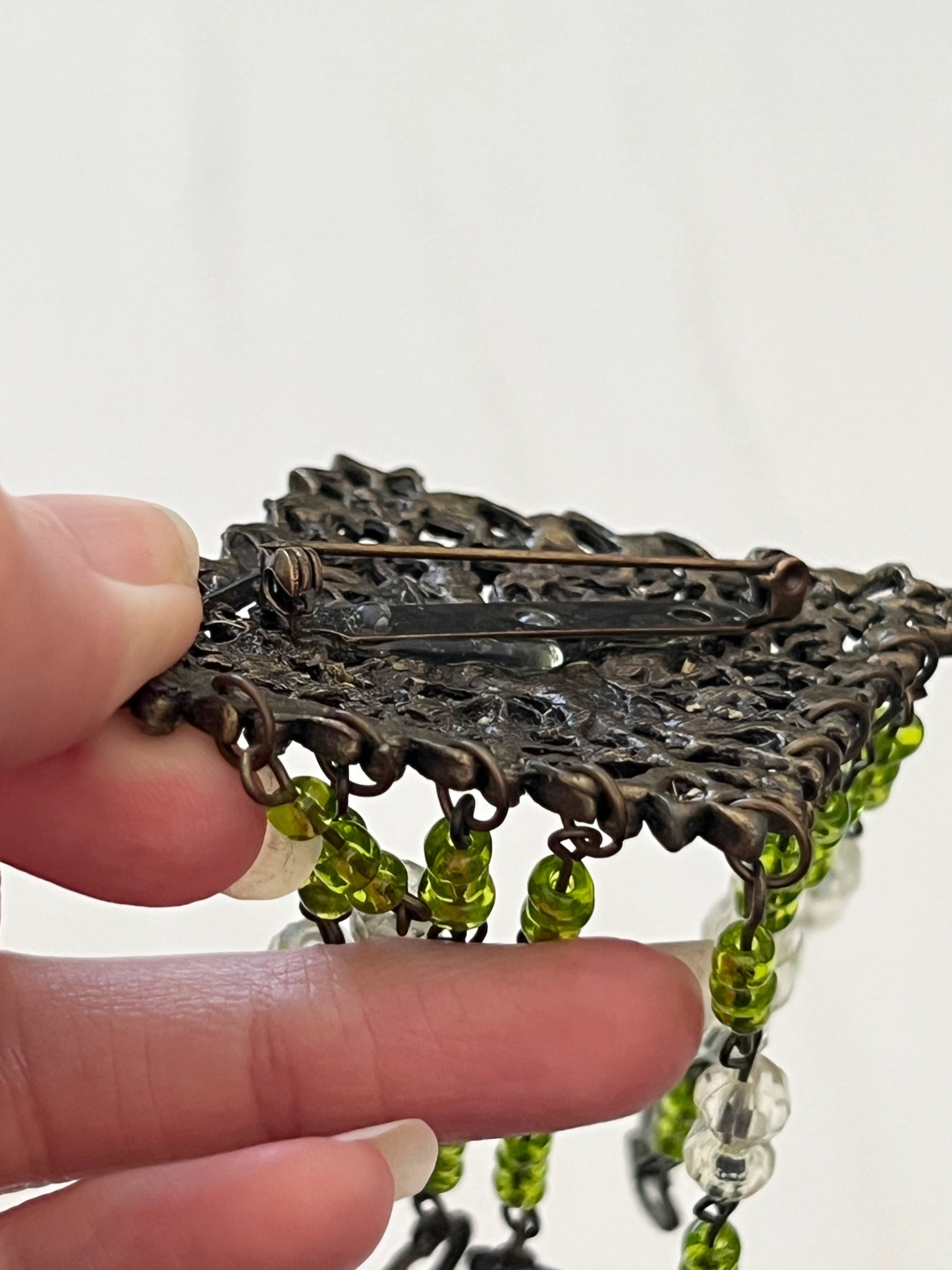 Green beads brooch