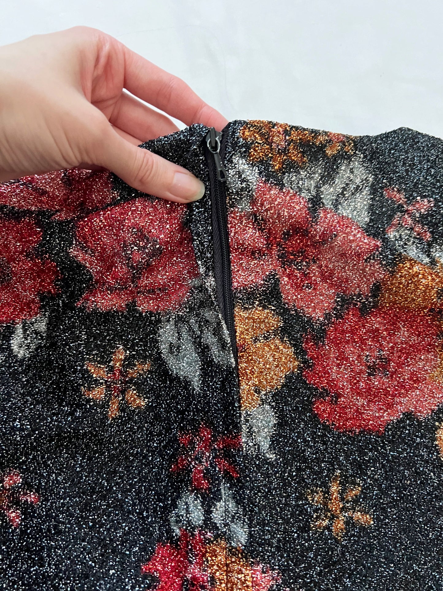 60s glittery flower dress, Size L