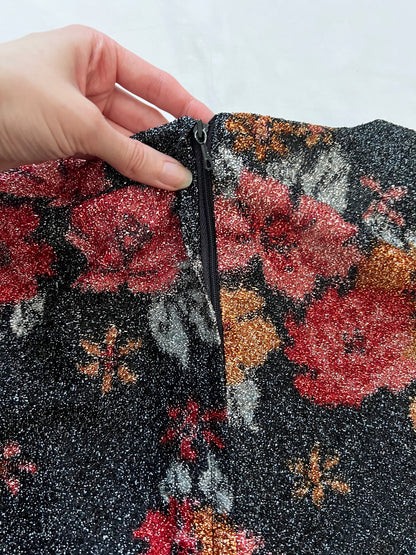 60s glittery flower dress, Size L