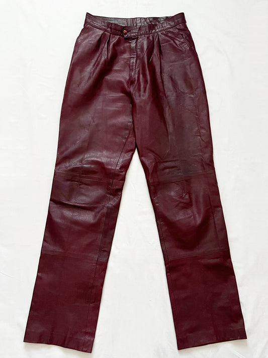 Burgandy leather pants, Size S