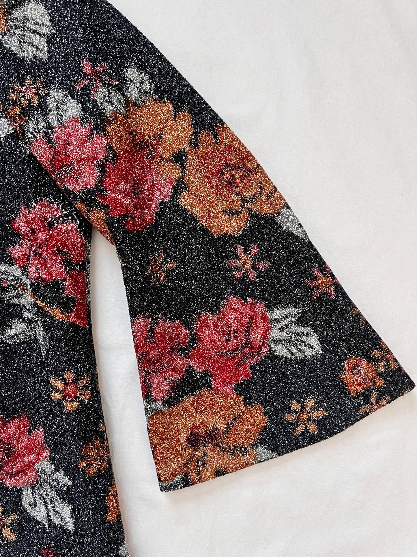 60s glittery flower dress, Size L