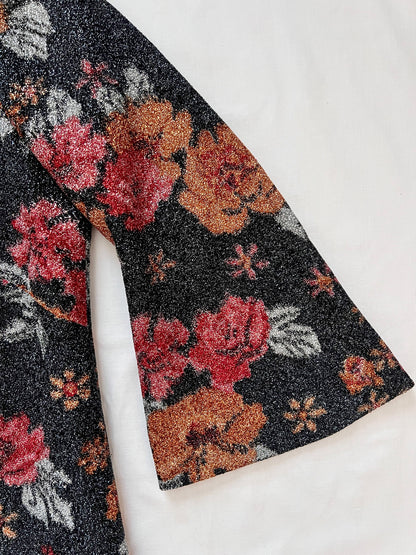 60s glittery flower dress, Size L