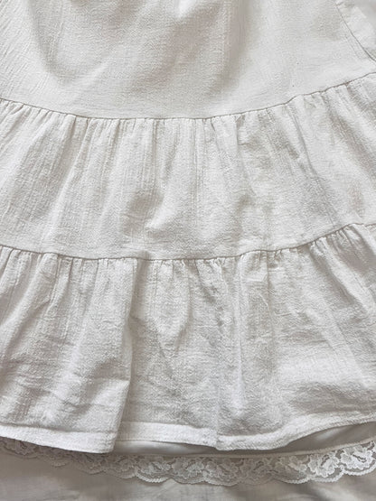 70s cotton white skirt, Size XS