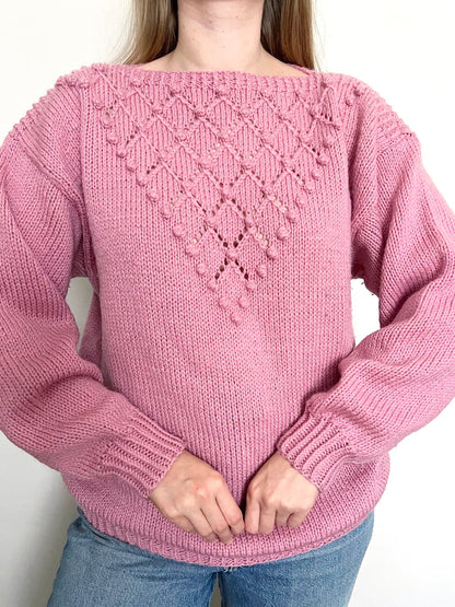 Pink bobble sweater, Size L-XL