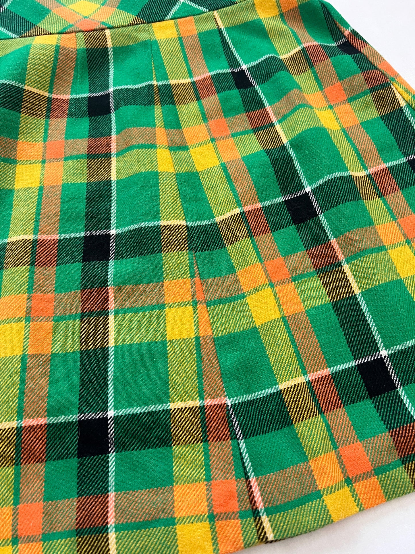 70s colorful plaid skirt, Size S