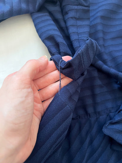 70s navy blue stripes dress, Size L