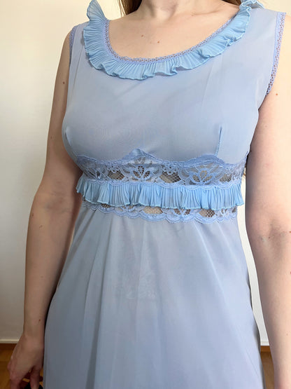 60s light blue long nightgown, Size XS
