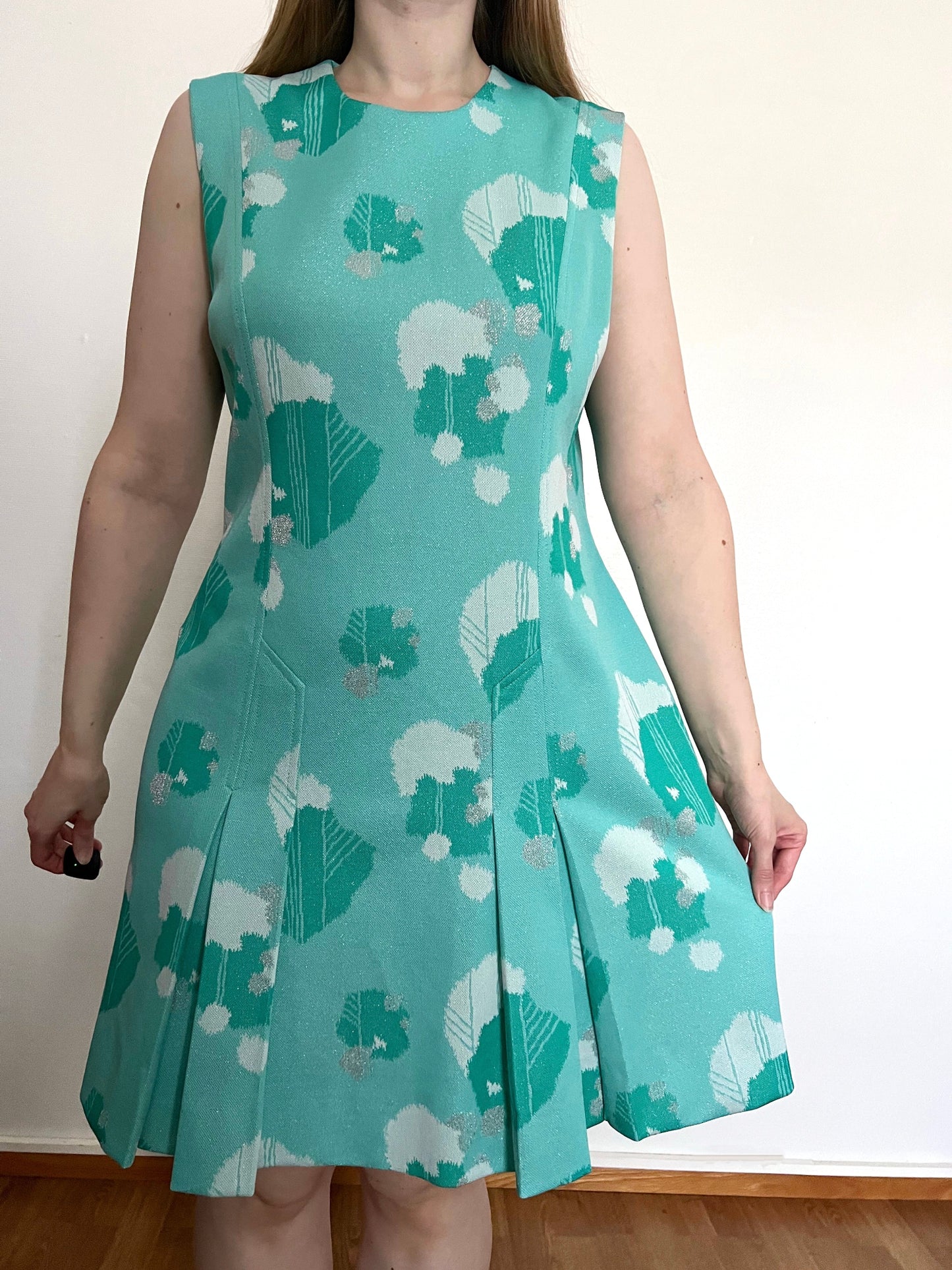 70s turquoise sleevless dress, Size L