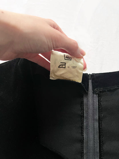 70s floral and black velvet dress, Size S