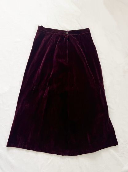 70s purple velvet vest and skirt set, Size S